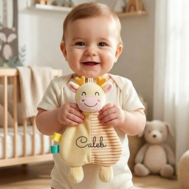 Personalized Baby Animal Bed Hanging Stripe Cuddle Toy | CWToy187