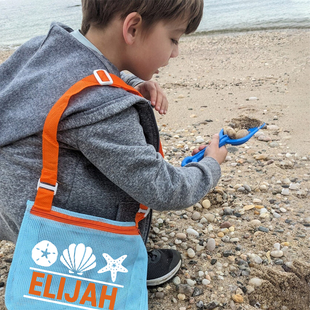 Personalized Seashell Zipper Mesh Beach Bag | CWBeach0102