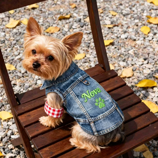 Personalized Embroidered Pet Denim Jacket | BKPet464