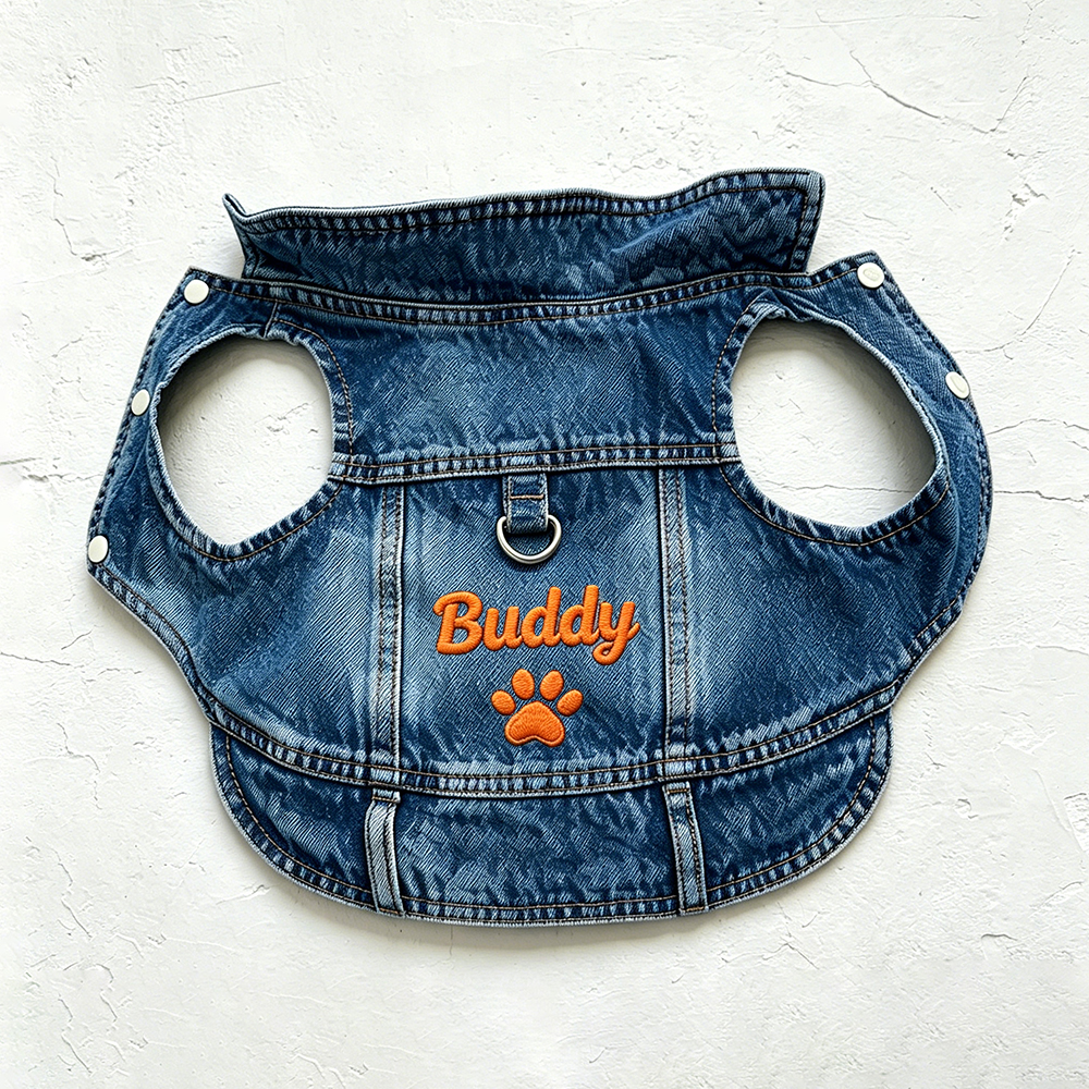 Personalized Embroidered Pet Denim Jacket | BKPet464