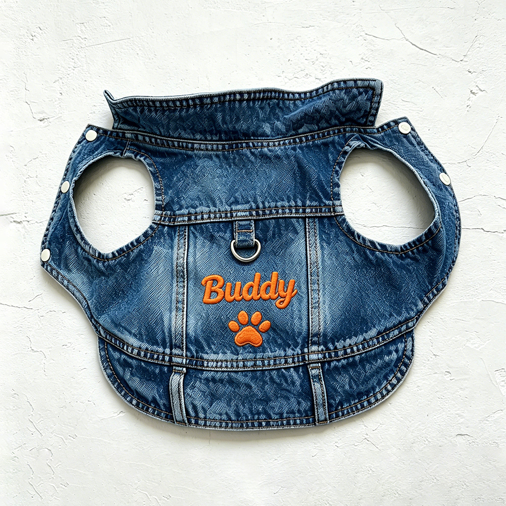 Personalized Embroidered Pet Denim Jacket | BKPet464