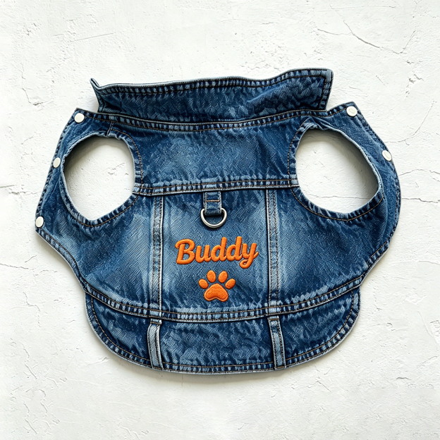 Personalized Embroidered Pet Denim Jacket | BKPet464