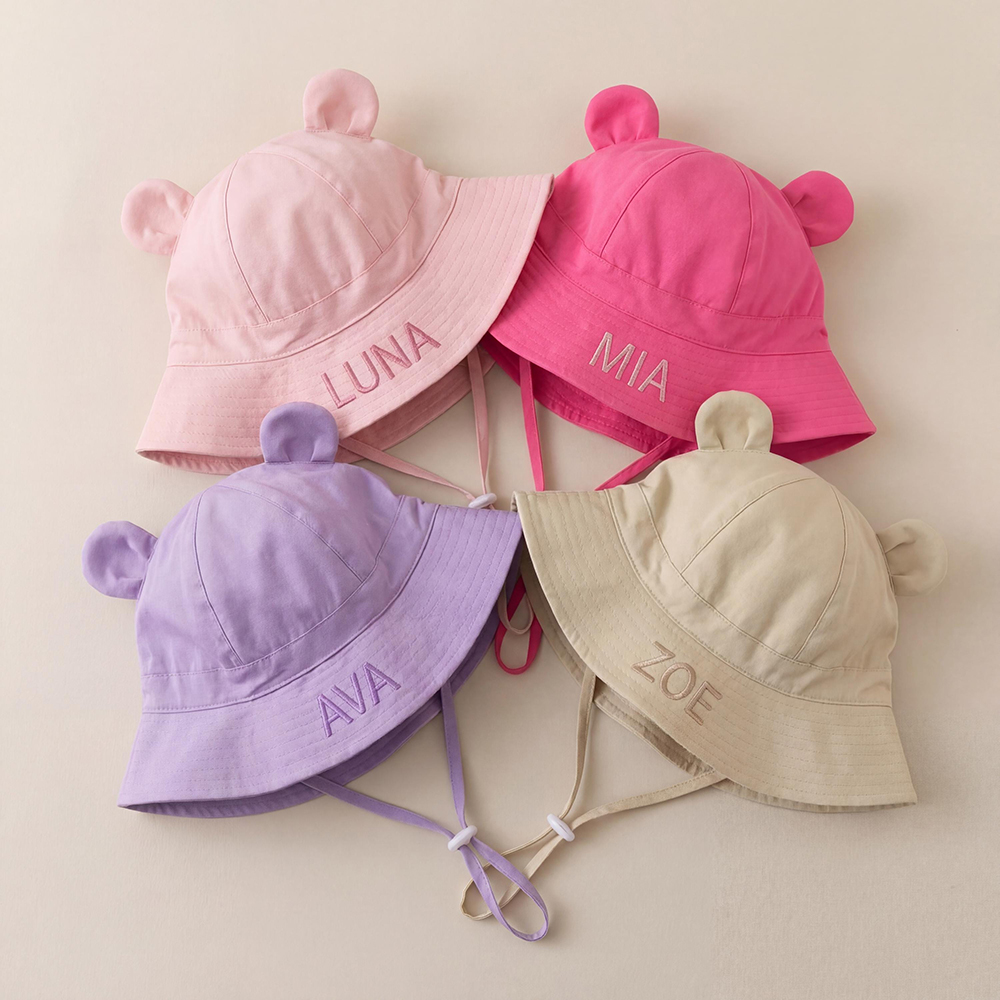 Personalized Embroidery Baby Sun Hat with Bear Ears | CWBeach236