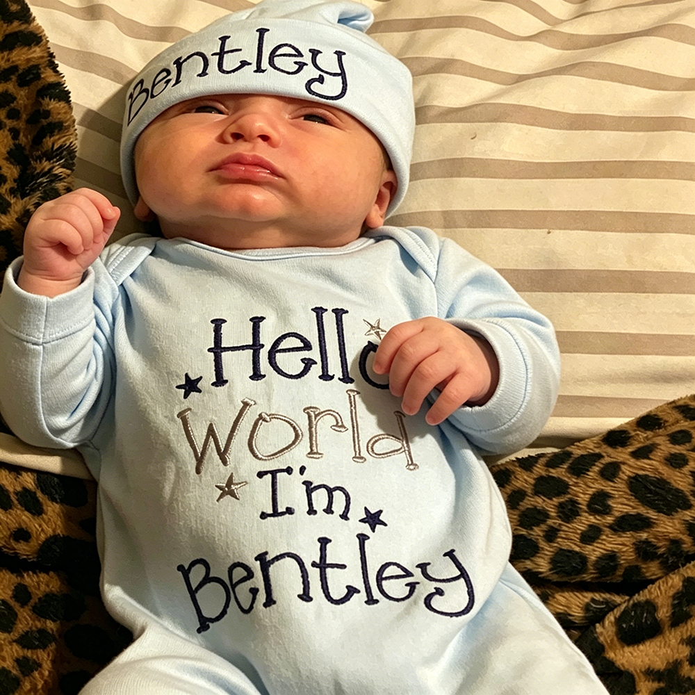 Personalized Embroidery Baby Hello World Outfit | CWBaby495