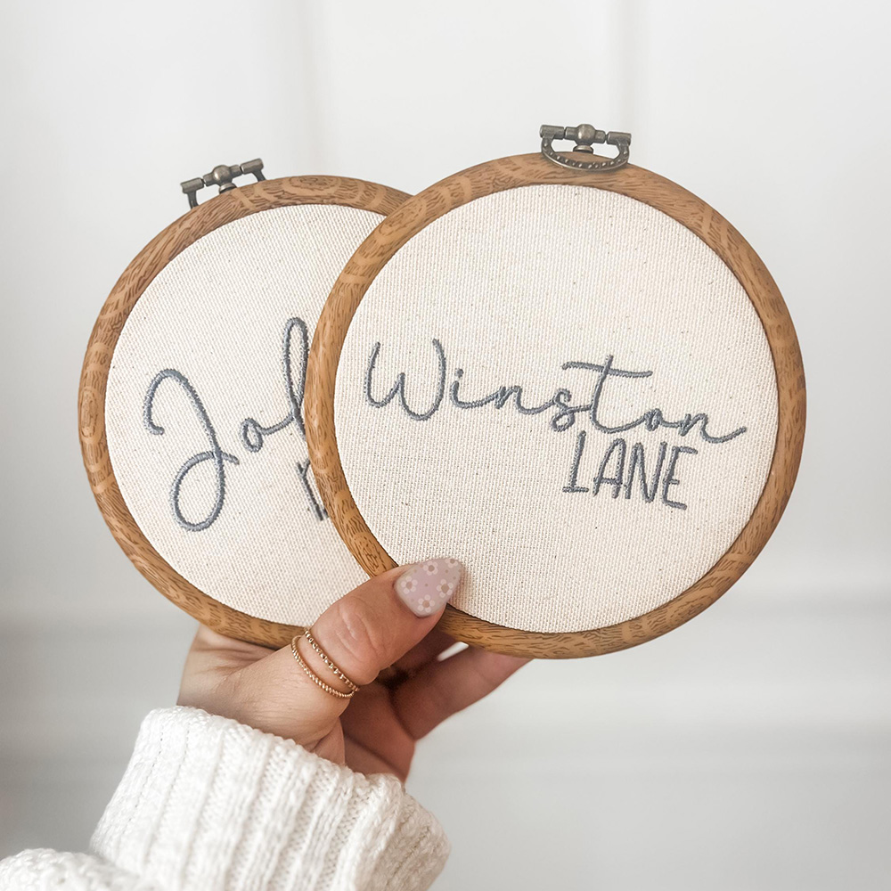 Personalized Hand Embroidery Baby Name Announcement Sign | CWBaby500