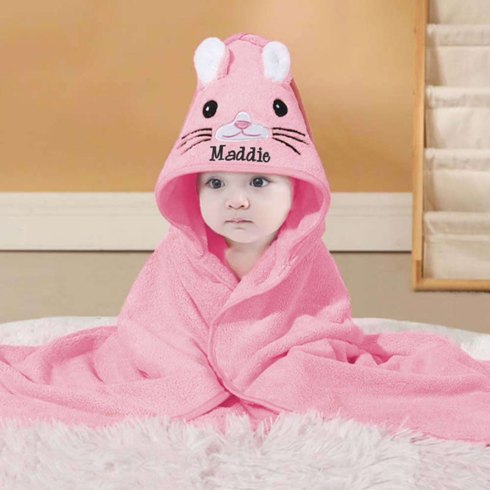 Personalized Embroidered Baby Animal Hooded Towel  | CWBaby502
