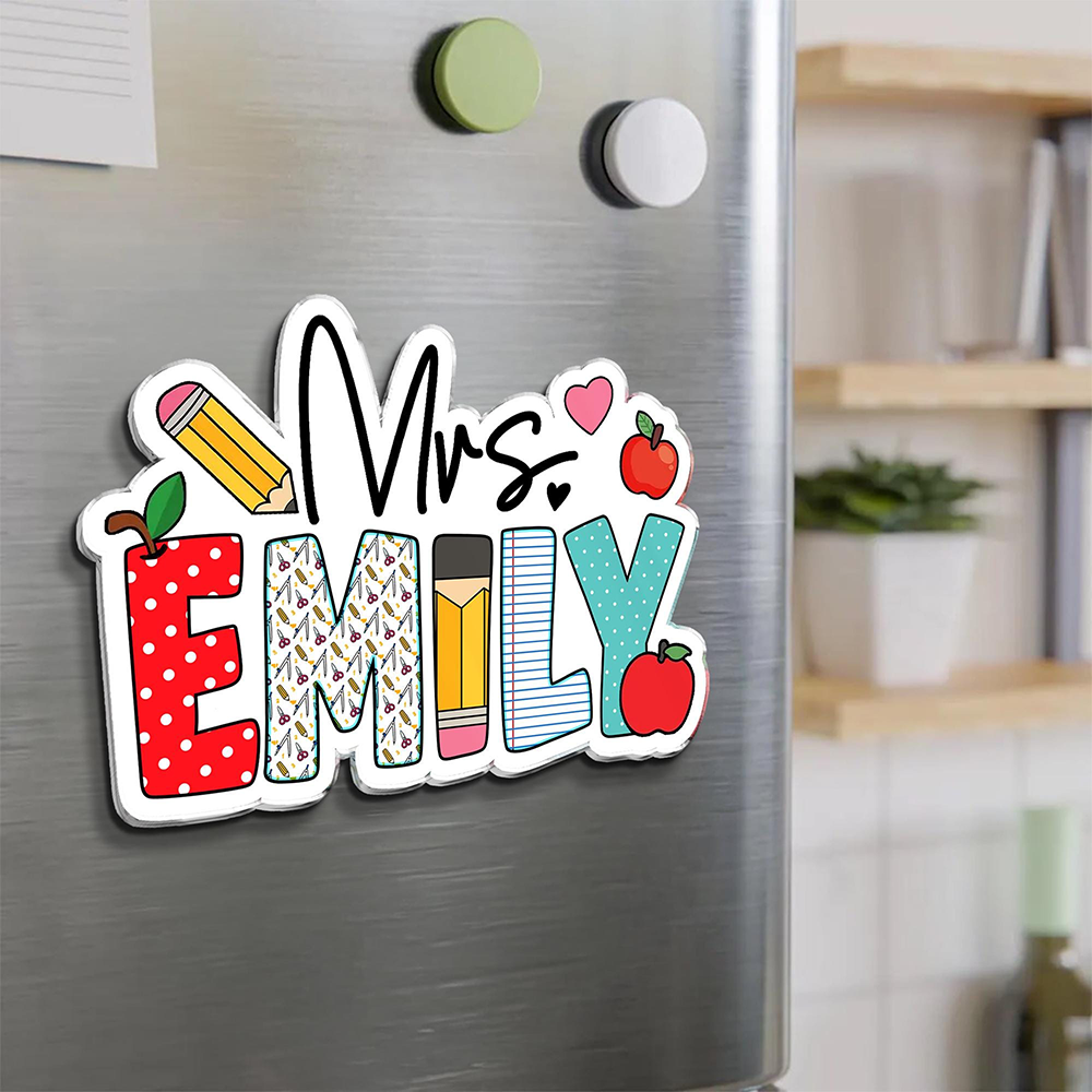 Personalized Illustrated Teacher Name Fridge Magnet | CWGift69