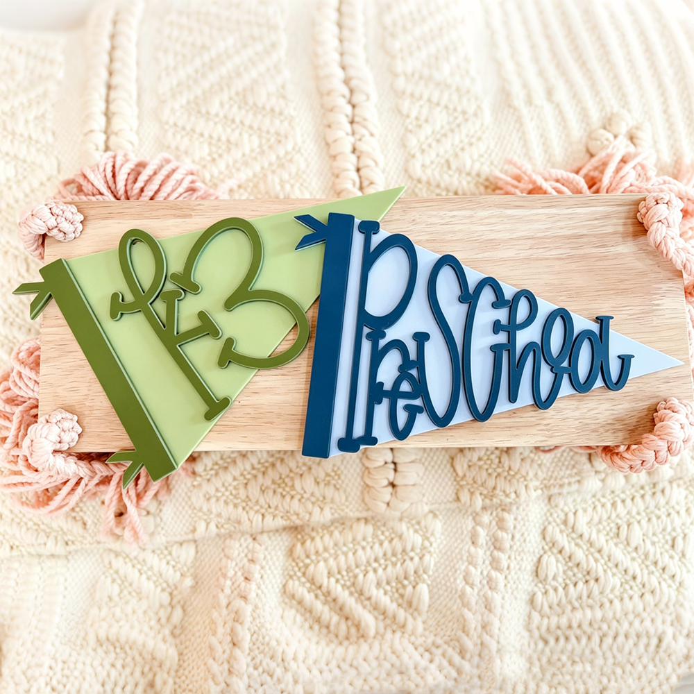 Personalized Pennant Flag Grade School Sign With Screws | CWGift71