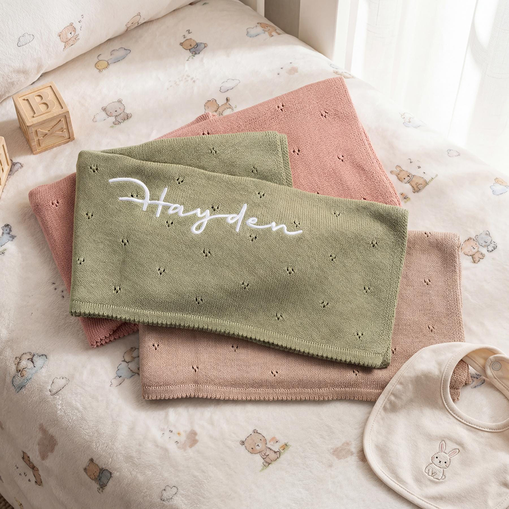 Personalized Embroidered Soft Crochet Baby Blanket | CWBaby505