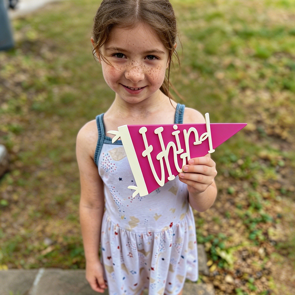 Personalized 3D Pennant Flag School Sign | CWGift71