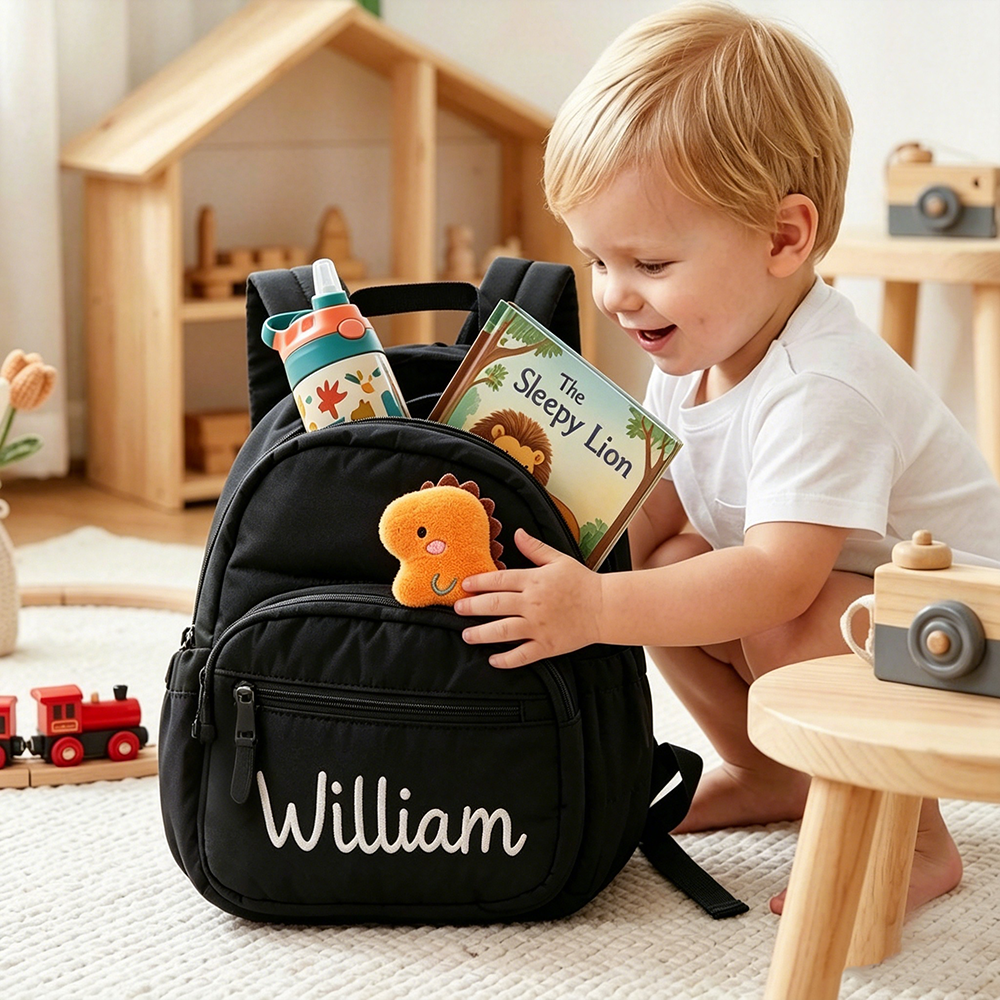 Personalized Hand Embroidery Quilted Baby Backpack | CWPack370