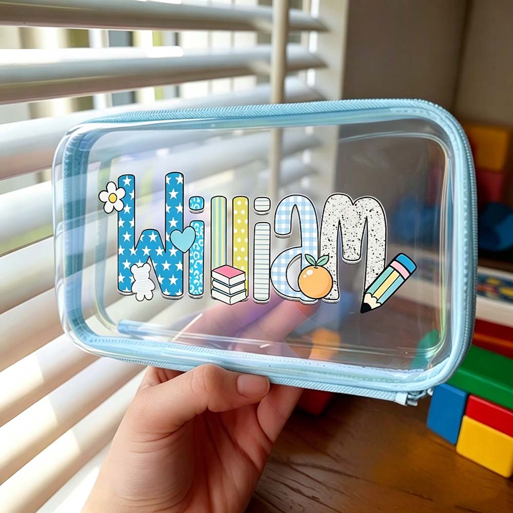 Personalized Kids Cute Doodle Hard Shell Zipper Pencil Box | CWPack375