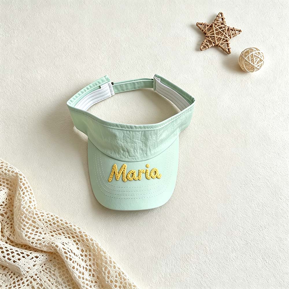Personalized Hand Embroidery Kids Open-Top Summer Hat | CWBeach260