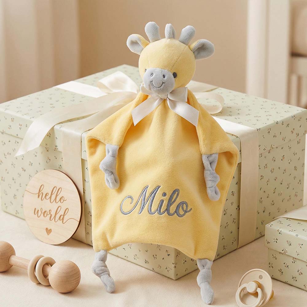 Personalized Embroidered Cute Animal Baby Security Blanket | CWToy199
