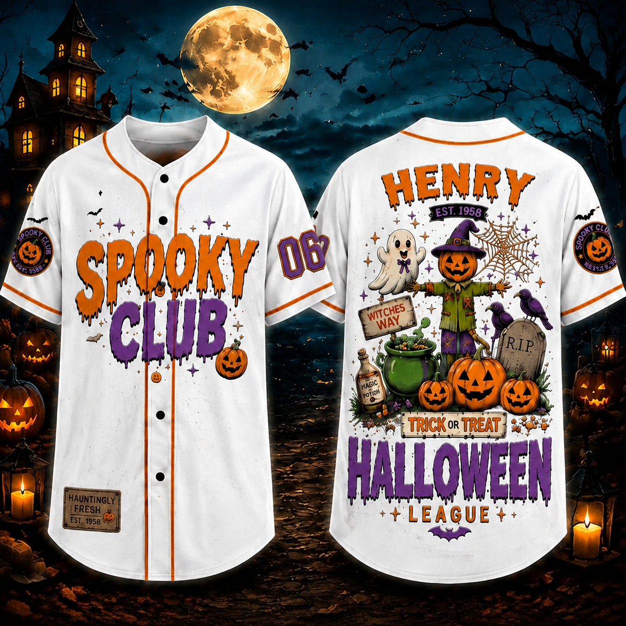 Personalized Halloween Button Up Baseball Jersey For Kid & Adult | CWHalloween92