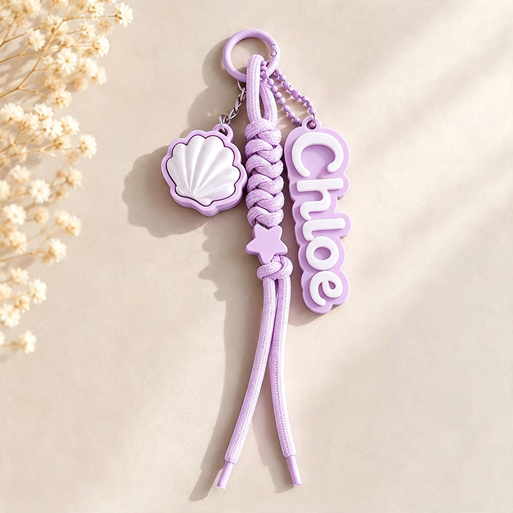 Personalized 3D Printed Name Seashell Keychain with | CWGift83