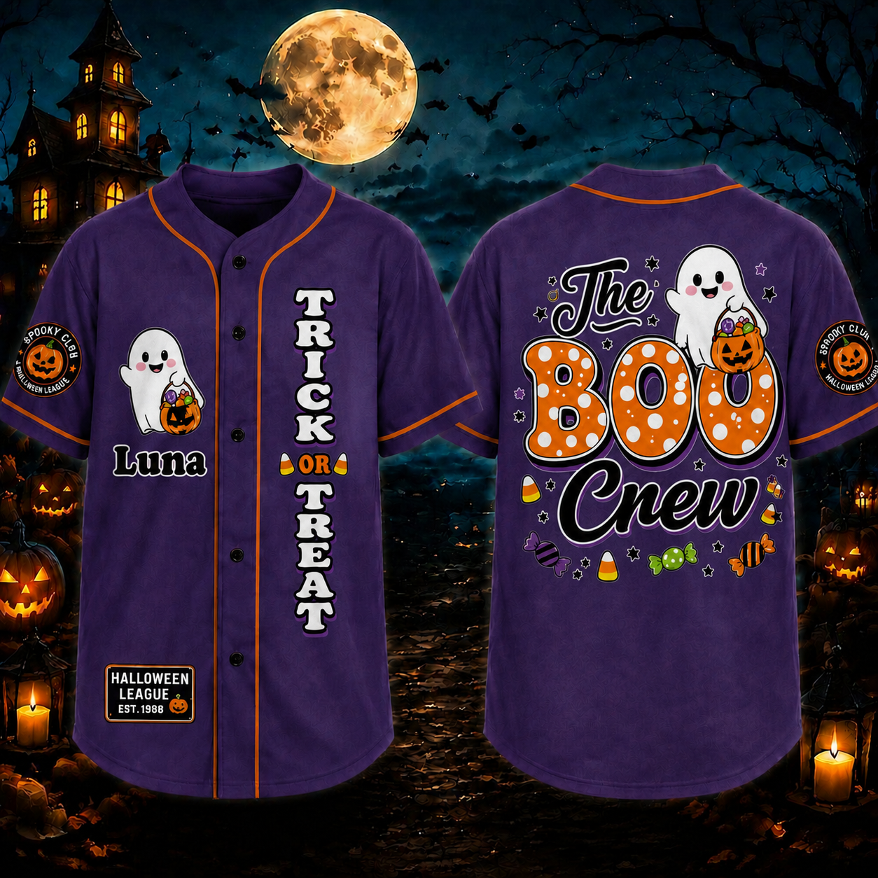 Personalized Halloween Button Up Baseball Jersey For Kid & Adult | CWHalloween110