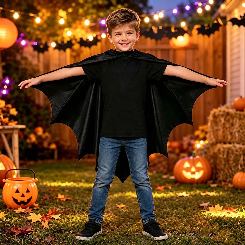 Personalized Hand Embroidered Halloween Kids Bat Wing Cape | CWHalloween121
