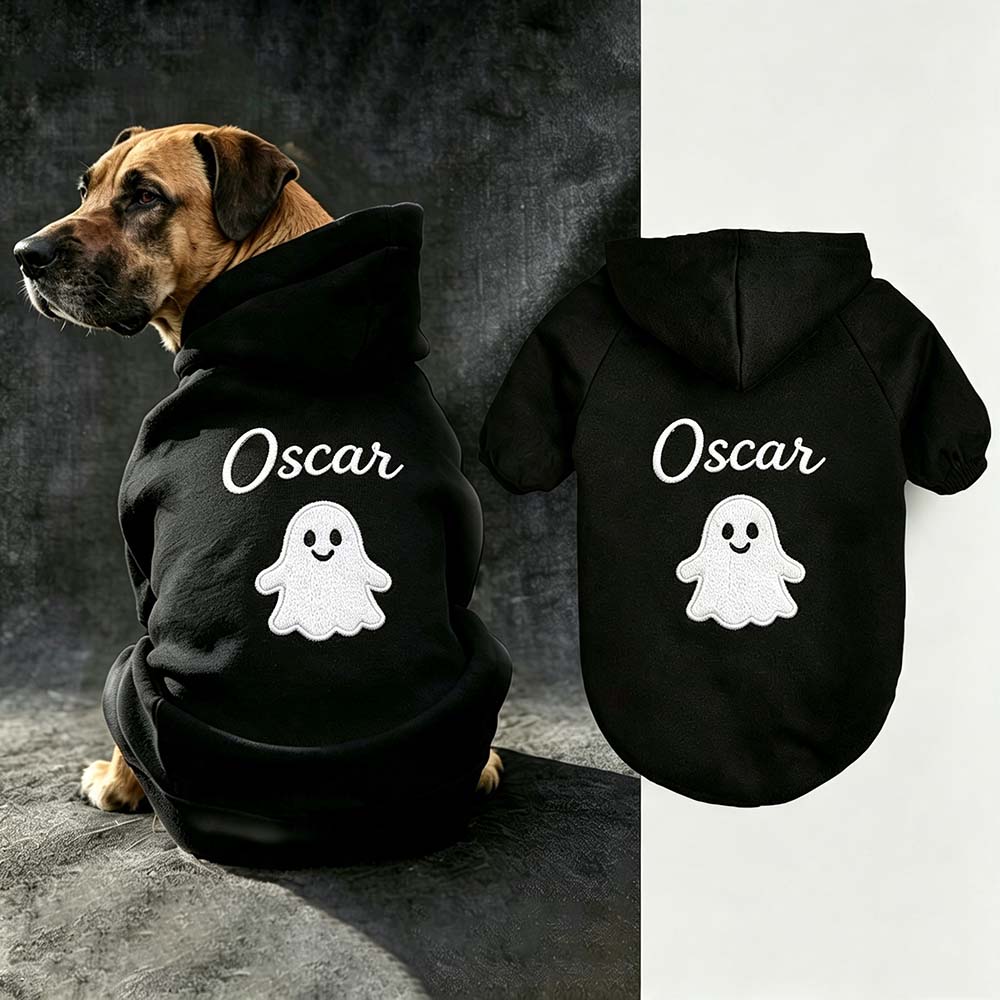 Personalized Embroidered Dog Hoodie with Halloween Icon | CWHalloween124