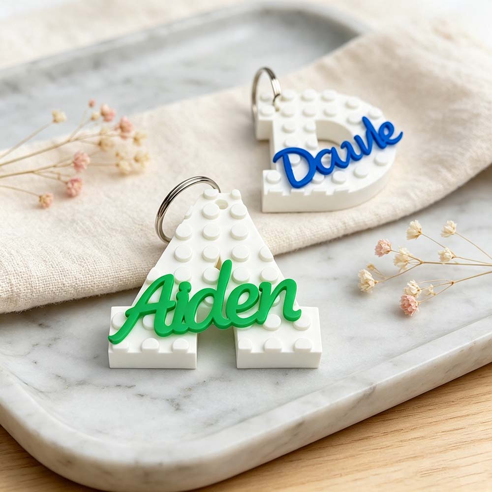 Personalized 3D Printed Brick Style Name Keychain | CWGift93