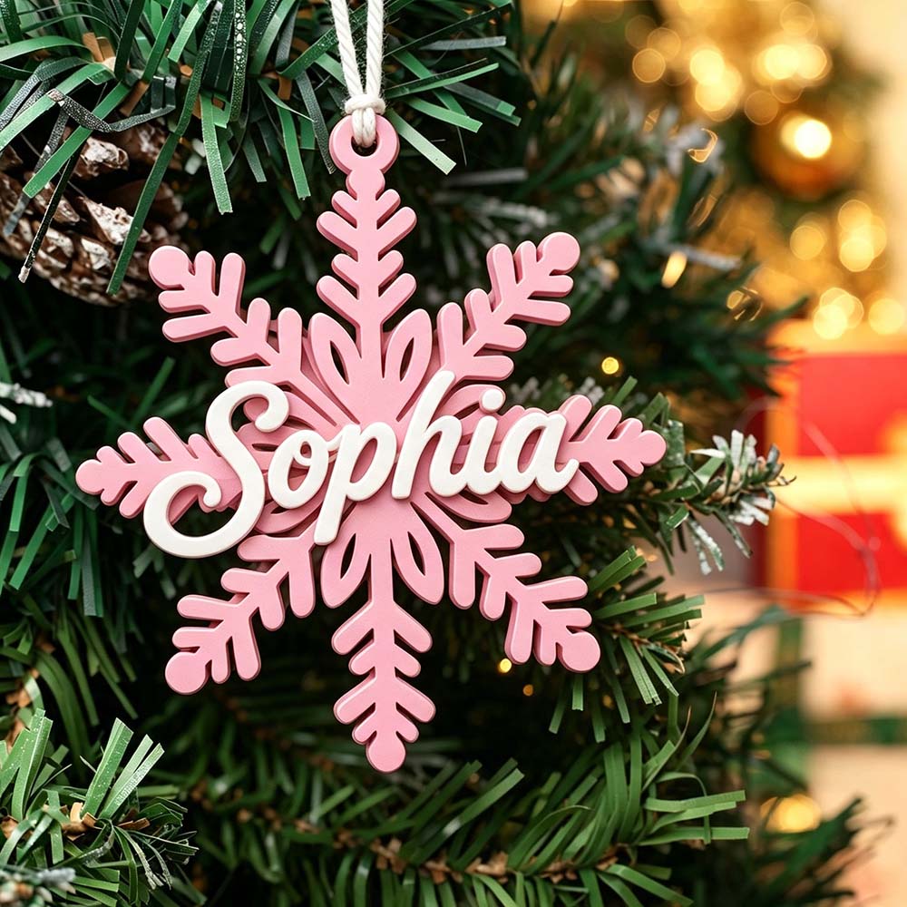 Personalized 3D Printed Christmas Snowflake Gift Name Tag | MCGift368