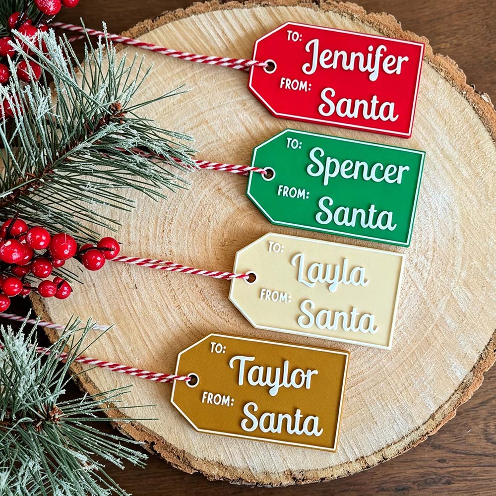 Personalized 3D Printed Christmas Santa Gift Tag | MCGift369