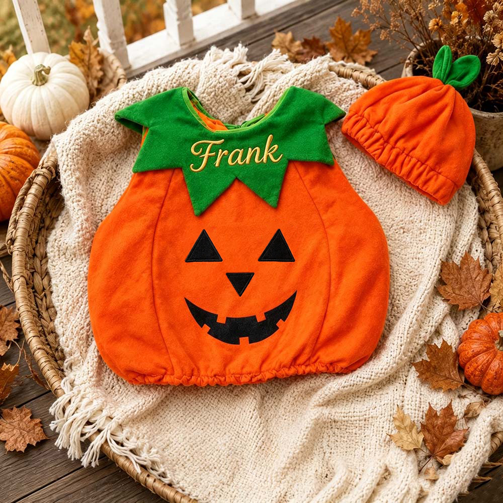 Personalized Embroidered Baby Pumpkin Halloween Costume Set | CWHalloween125