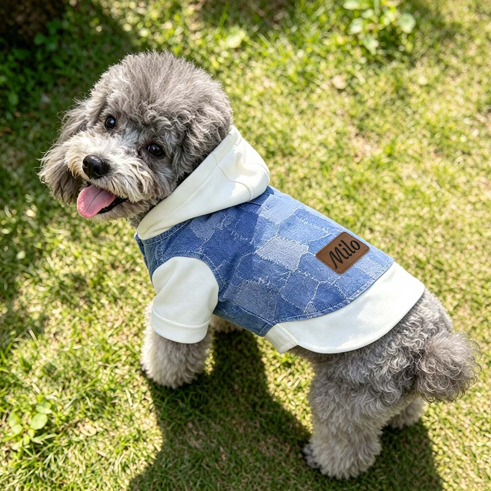 Personalized Pet Denim Patchwork Jacket Hoodie | BKPet565