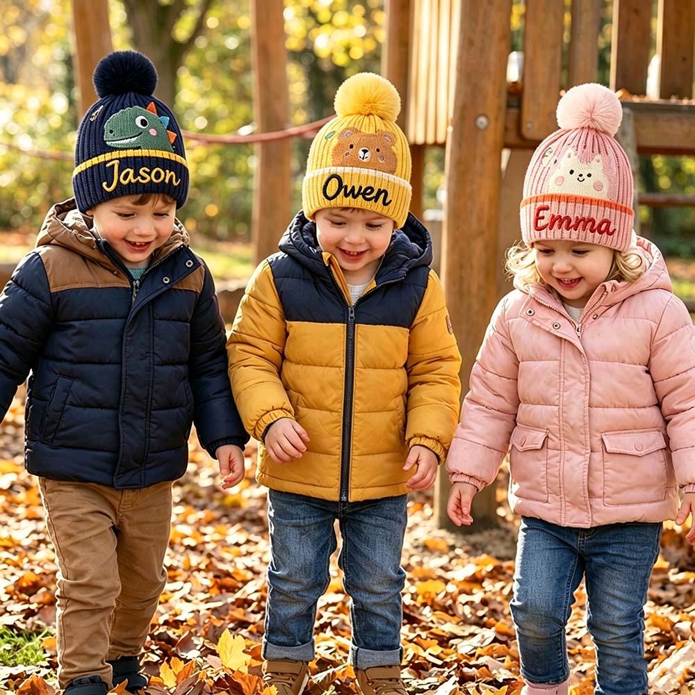 Personalized Embroidery Dinosaur Pom Pom Hat for Comfort & Unique | HSKid20
