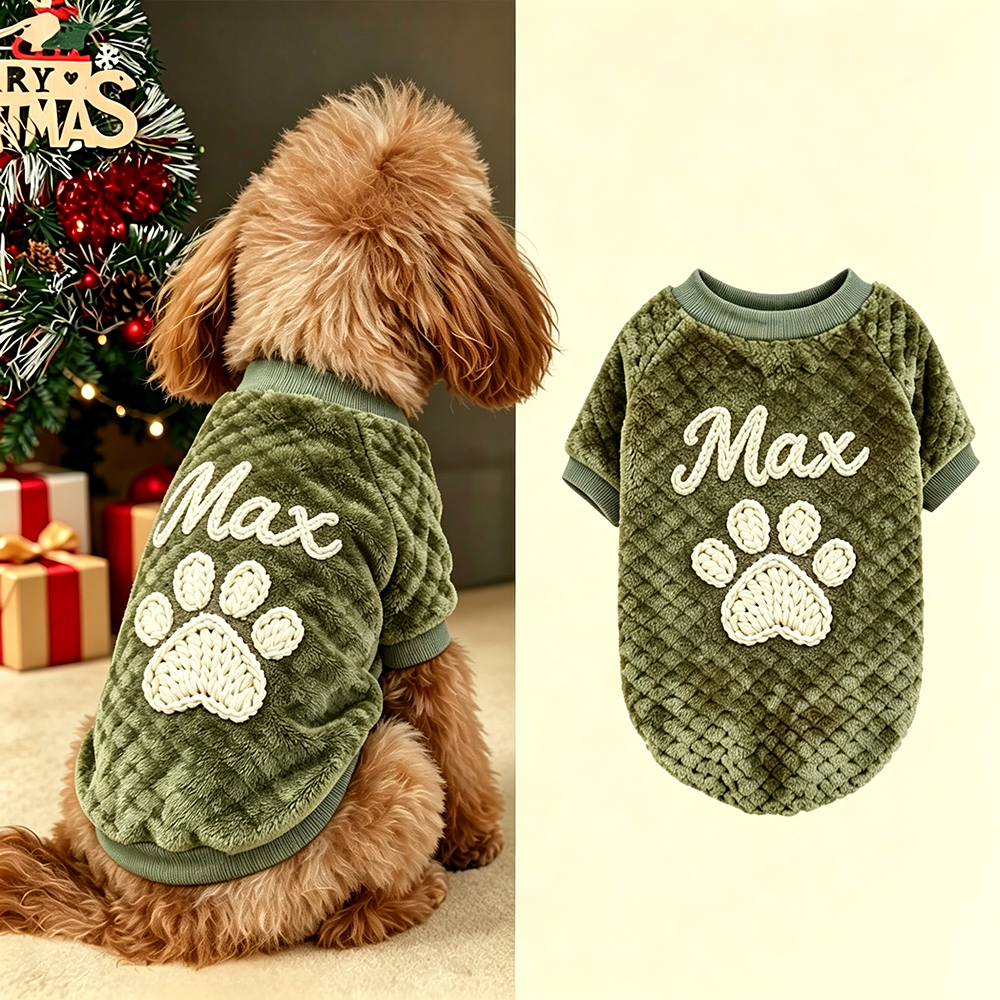 Personalized Hand Embroidered Christmas Pet Fleece Thermal Outfit | BKPet579