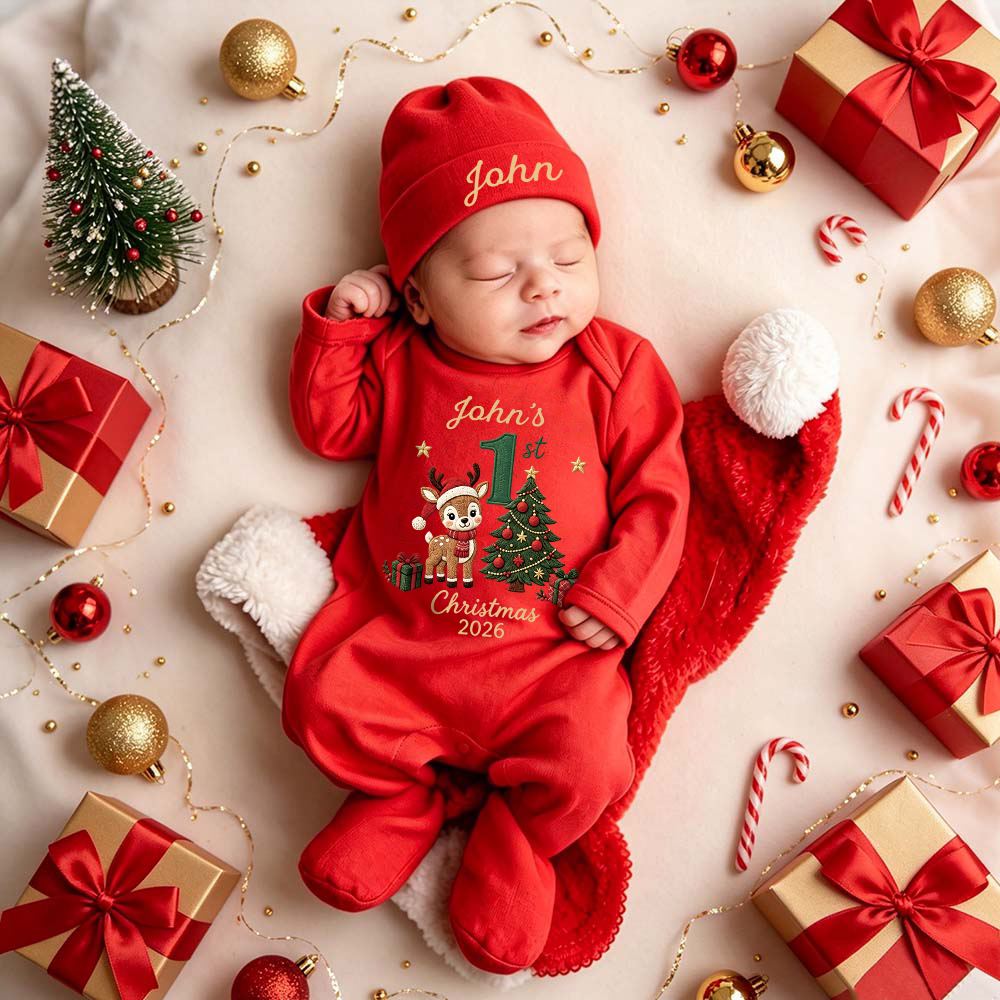 Personalized Baby Cute Design First Christmas Outfit Set | MCGift381