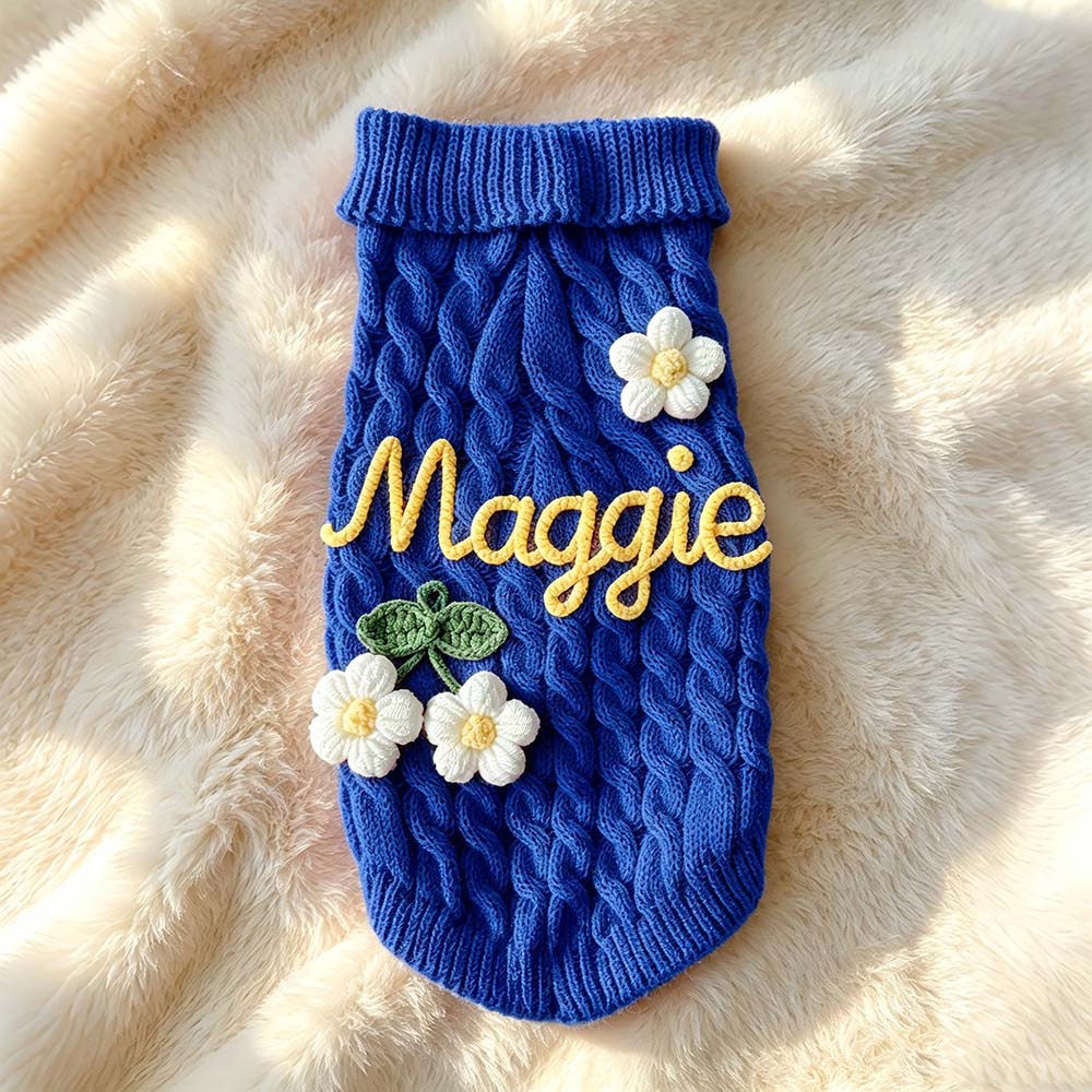 Personalized Hand Embroidered Pets Knit Turtleneck | BKPet580