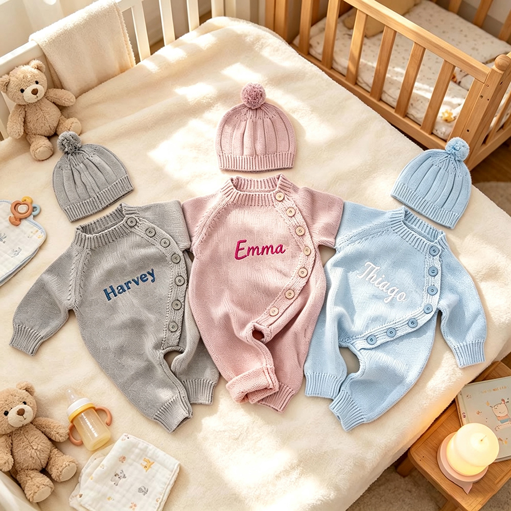 Personalized Embroidered Kids Color Romper Set | inSet13