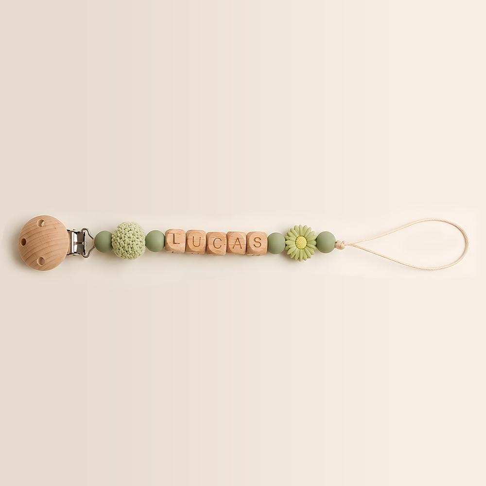 Personalized Baby Wooden Letter Bead Pacifier Clip | CWToy205