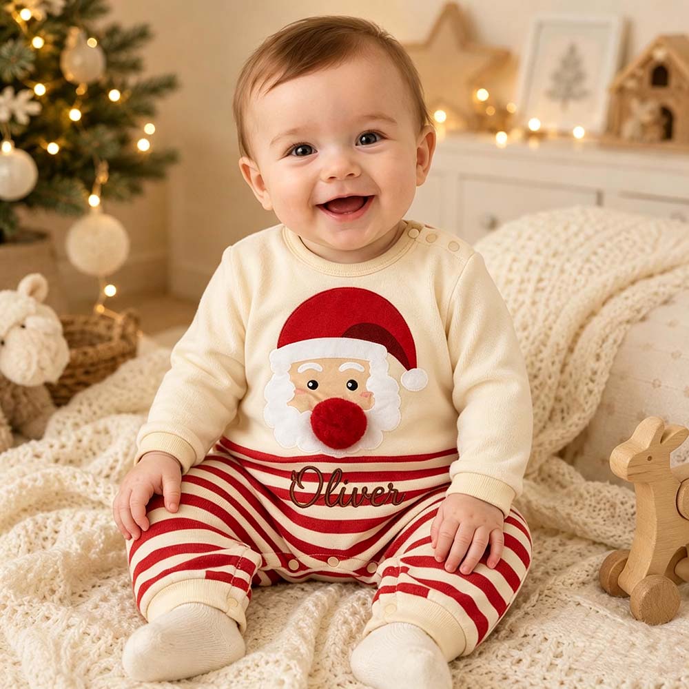 Personalized Embroidered Baby Christmas Santa Romper | MCGift385