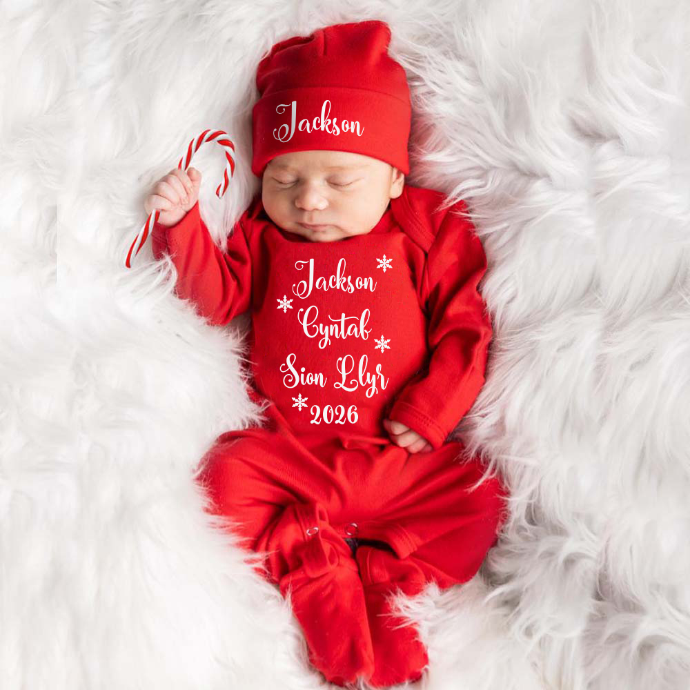 Personalized Baby First Christmas Romper & Hat Set | MCGift389