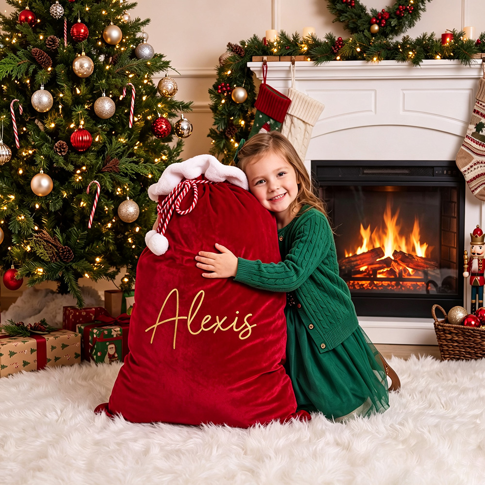 Personalized Christmas Velvet Santa Sack for Gifts | MCGift102