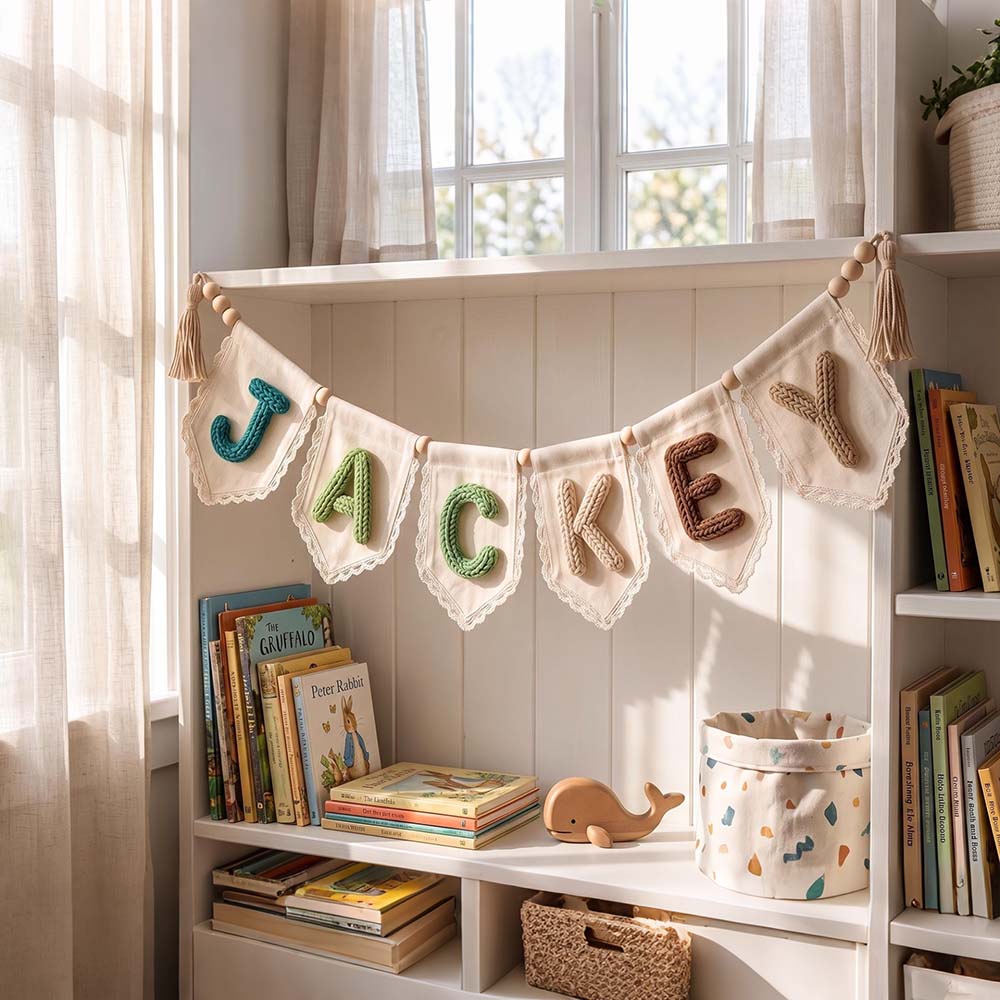 Personalized Hand Embroidered Yarn Letter Banner Decoration | CWGift105