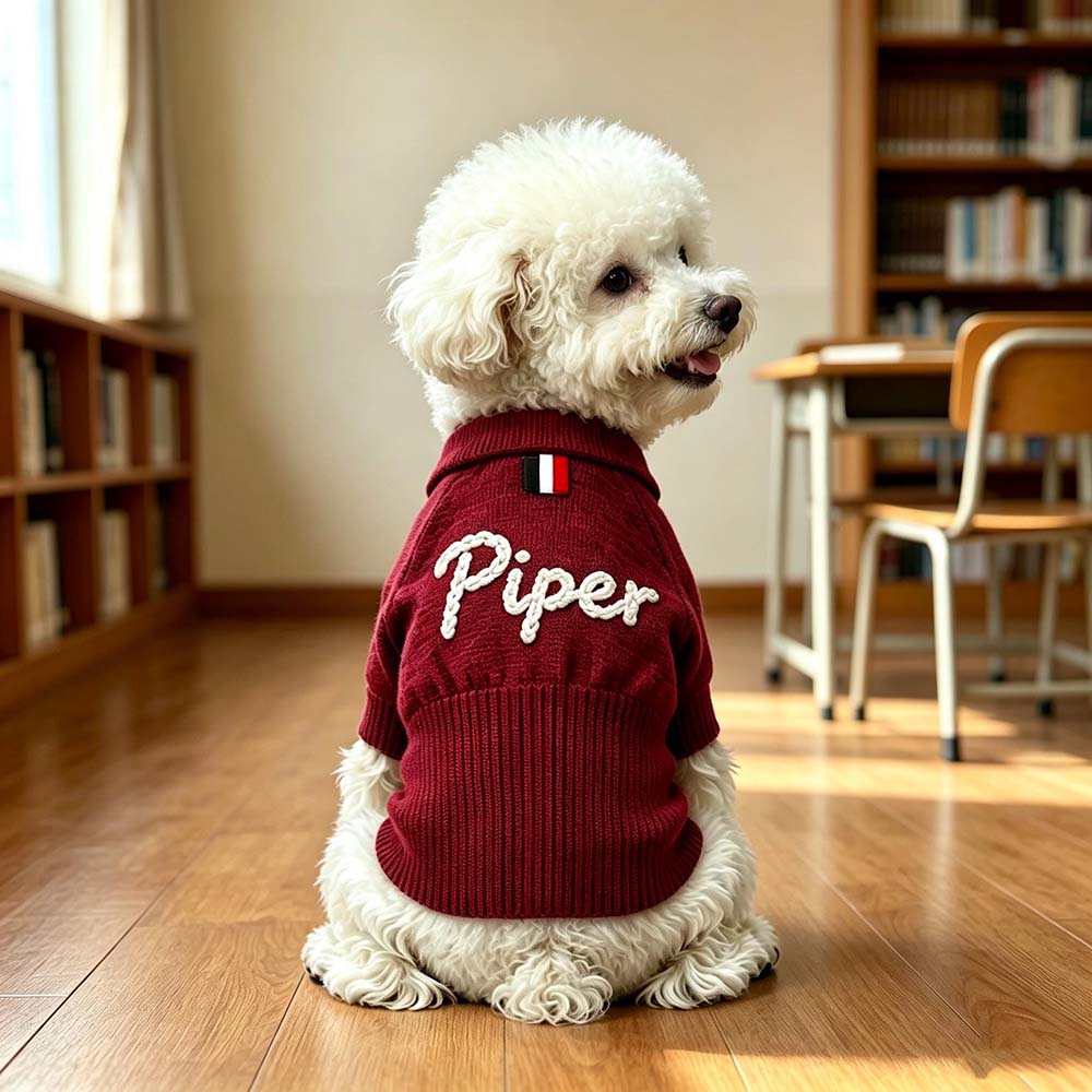 Personalized Hand Embroidered Pets Knit Cardigan | BKPet582