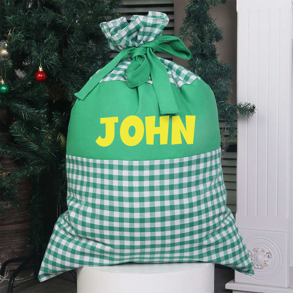 Personalized Christmas Gingham Name Santa Sack | MCGift392