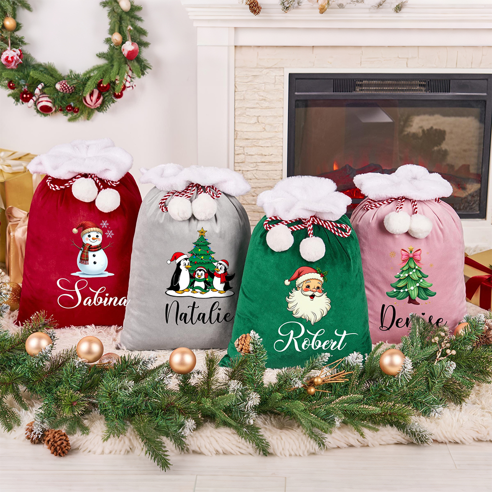 Personalized Christmas Santa Family Sack with Name | MCGift393