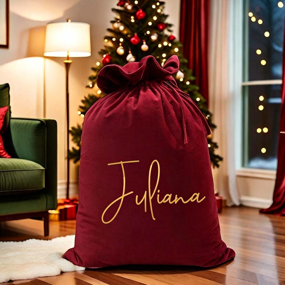 Personalized Custom Name Christmas Velvet Gift Bag | MCGift395