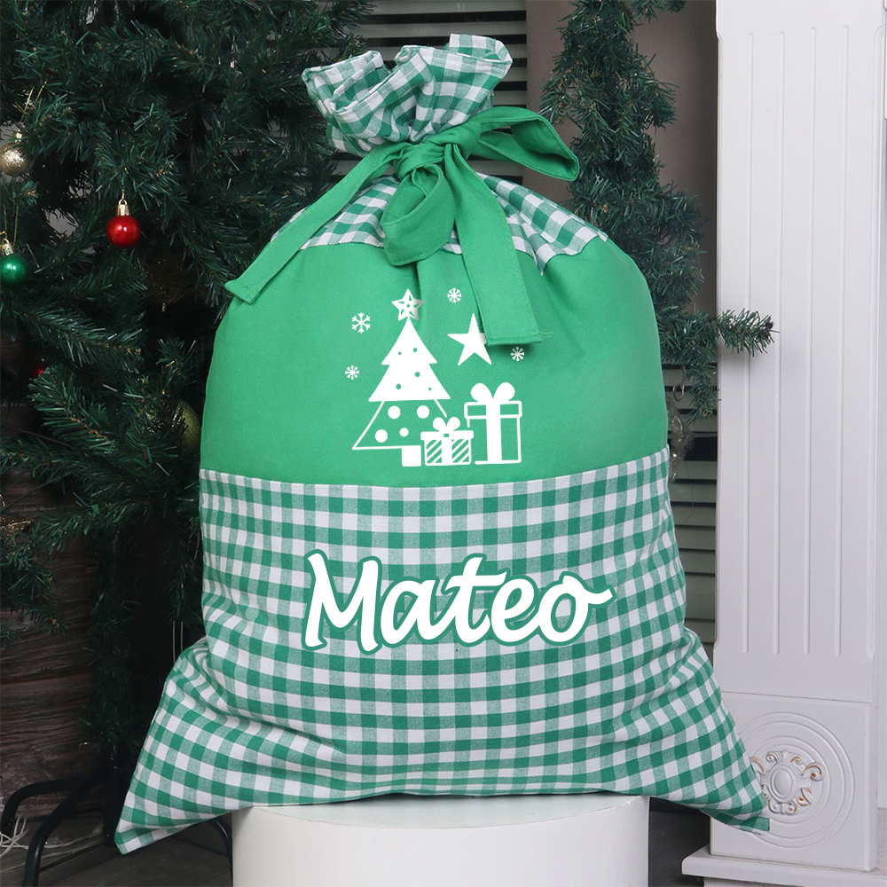 Personalized Christmas Custom Name Plaid Gift Bag | MCGift397