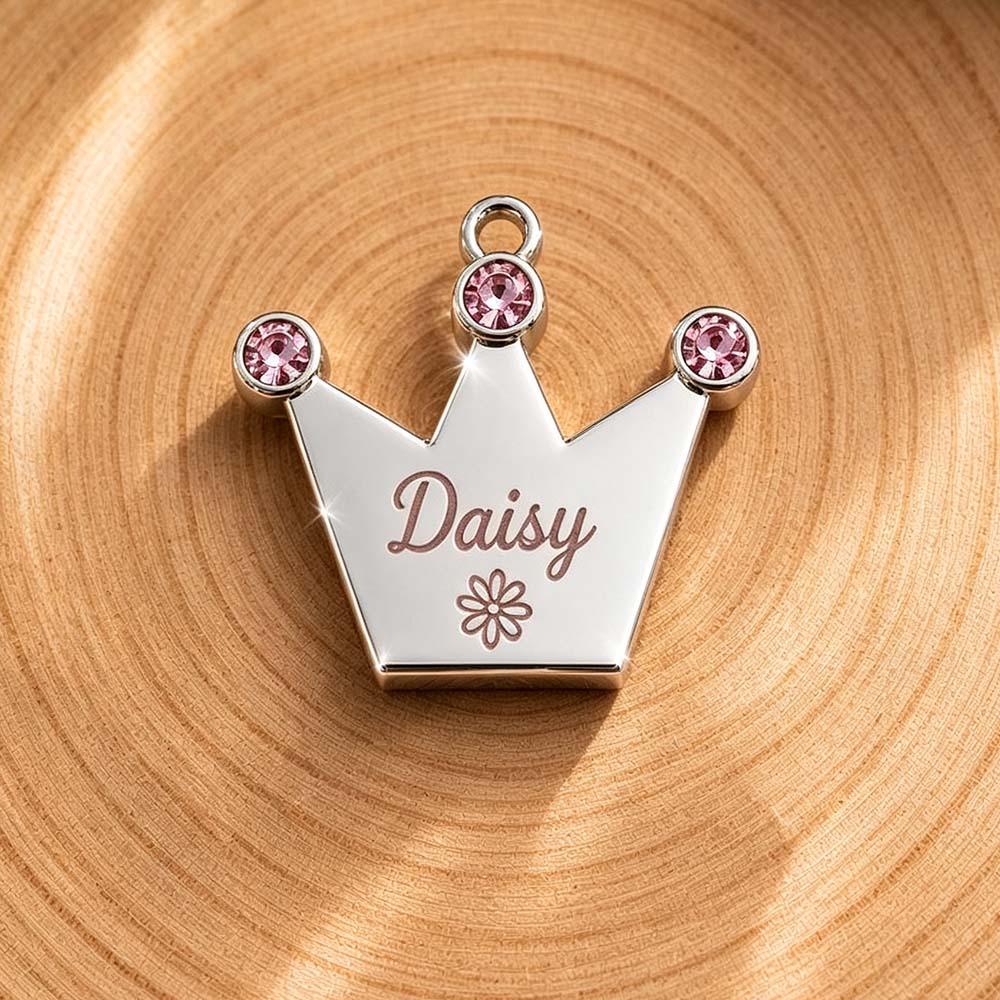 Personalized Rhinestone Crown Pet Collar ID Tag | BKPet585