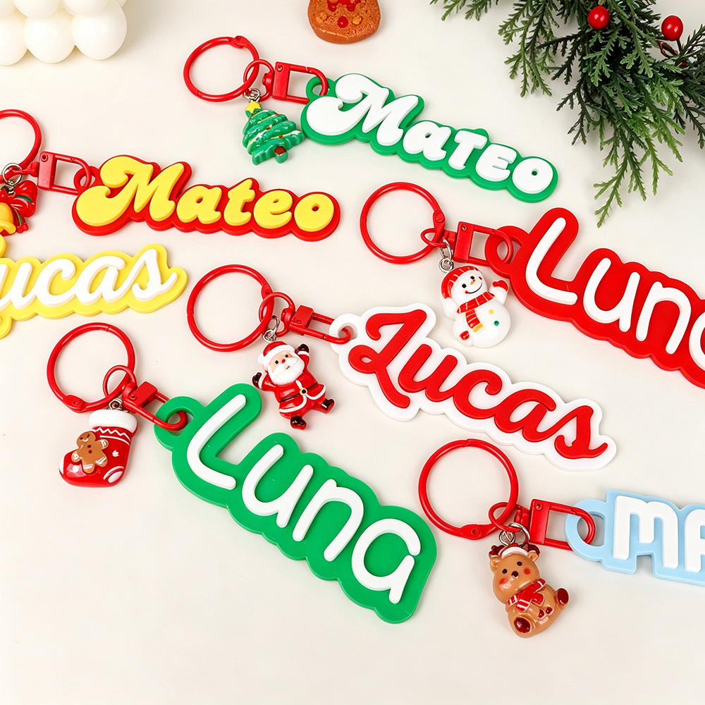 Personalized Christmas 3D Printed Name Tag Keychain Charm | MCGift401