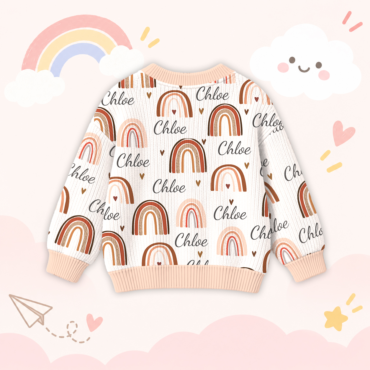 Personalized Lovely Kids Rainbow Knit Sweater | CWSweater03