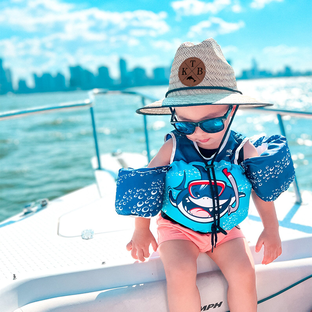 Personalized Summer Leather Patch Straw Hat for Comfort & Unique | CWBeach81