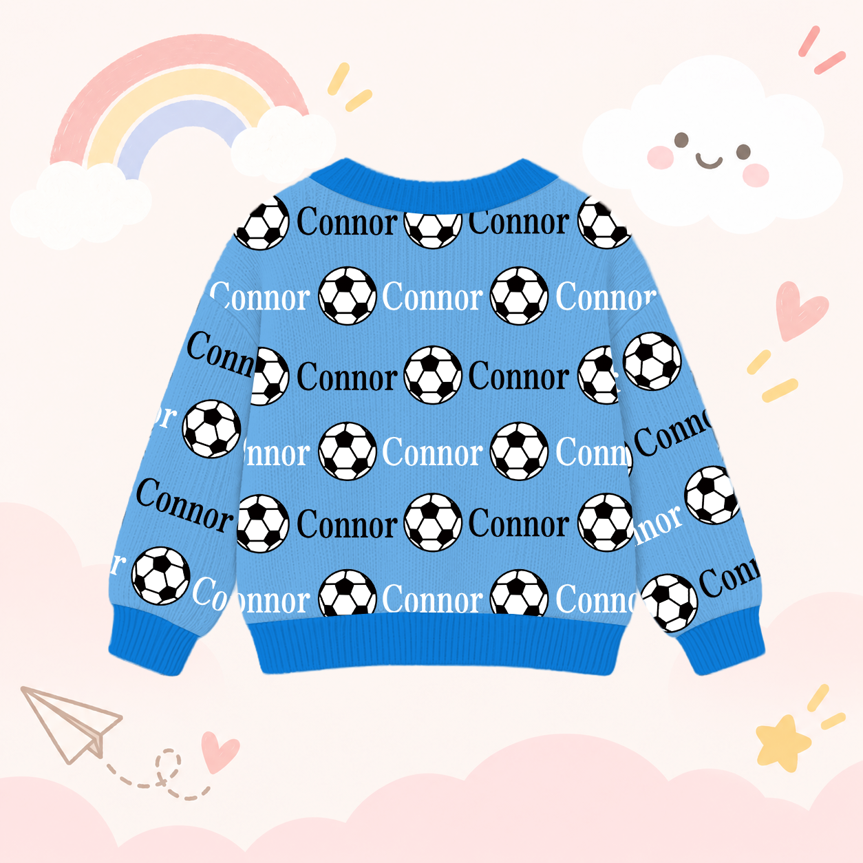 Personalized Lovely Kids Soccer Knit Sweater | CWSweater12