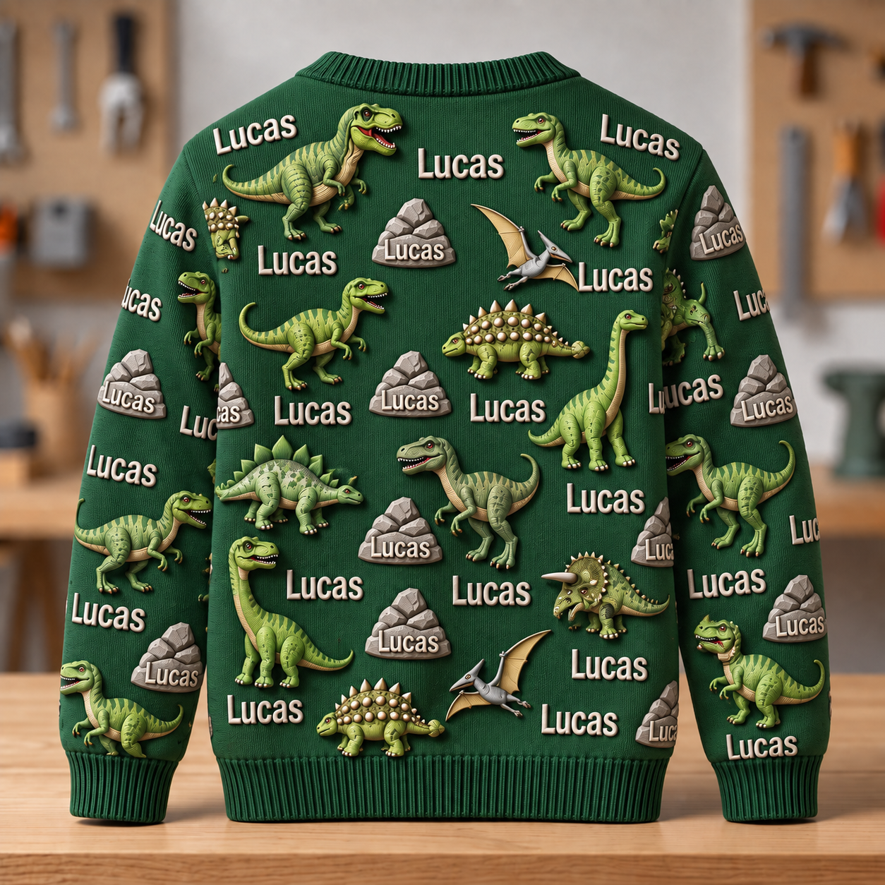 Personalized Lovely Kids Forest Dinosaur Knit Sweater | CWSweater26