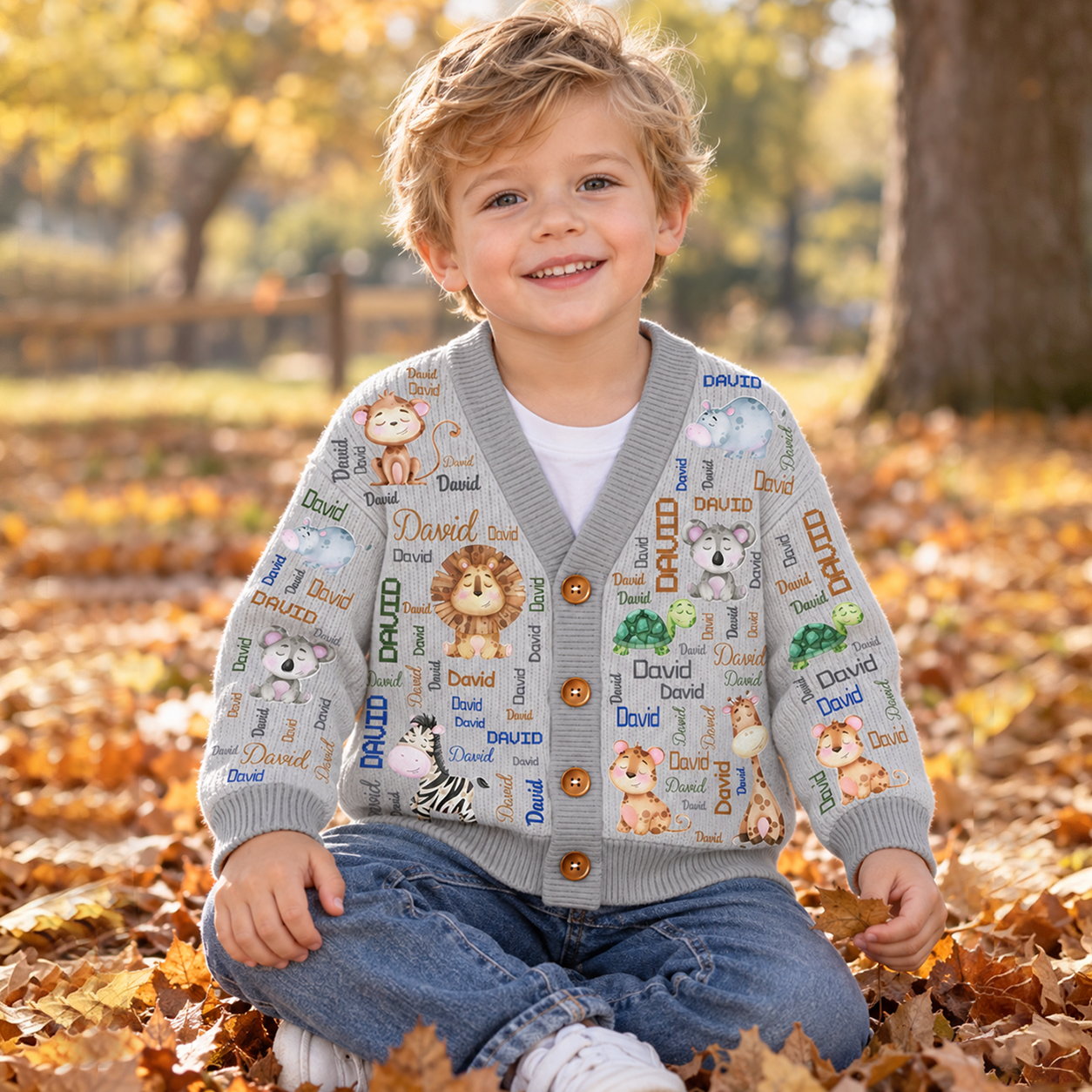 Personalized Lovely Kids Adorable Animals Knit Sweater | CWSweater17